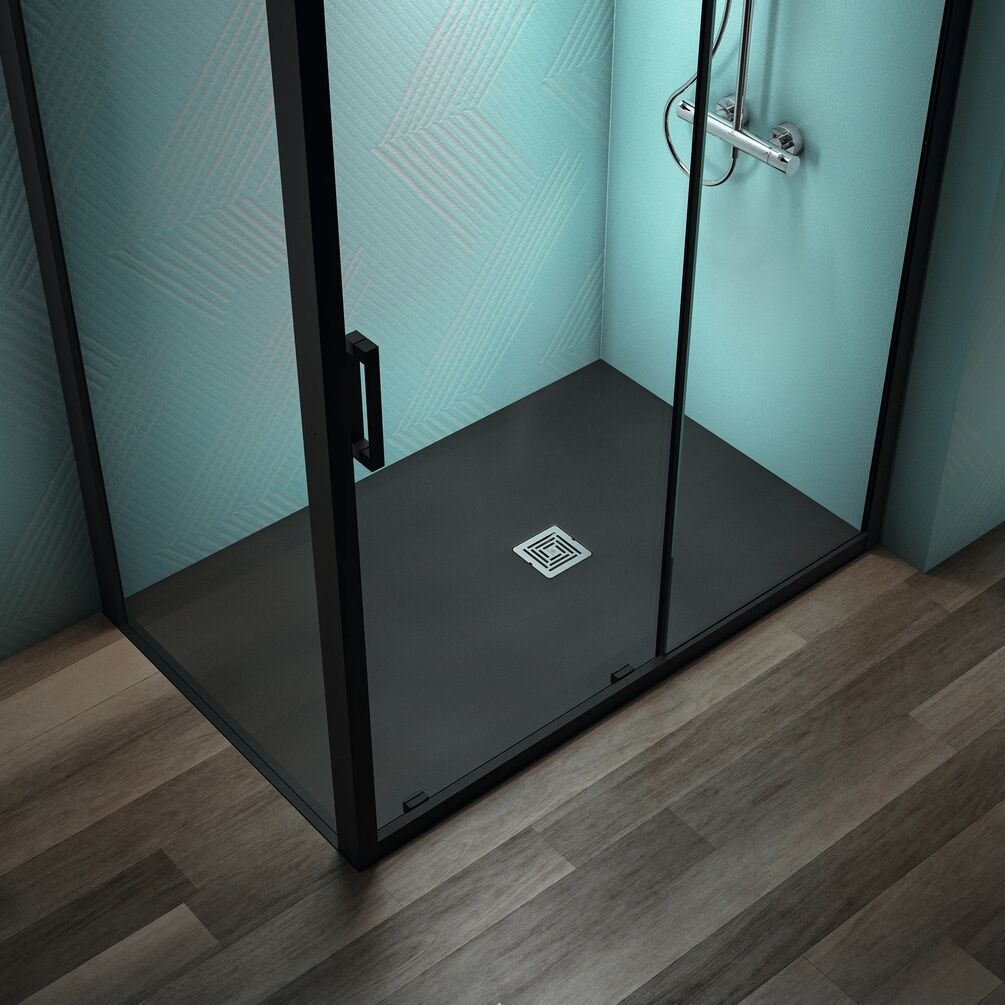 Lifestyle image of Ideal Standard Ultraflat S+ Jet Black 1400 x 900mm Stone Resin Shower Tray